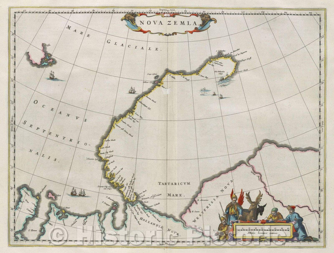 Historic Map : Nova Zemla., 1662 , Vintage Wall Art