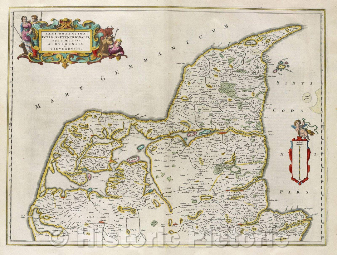 Historic Map : Pars Borealior Jutiae Septentrionalis, in qua dioeceses Alburgensis et Viburgensis., 1662 , Vintage Wall Art