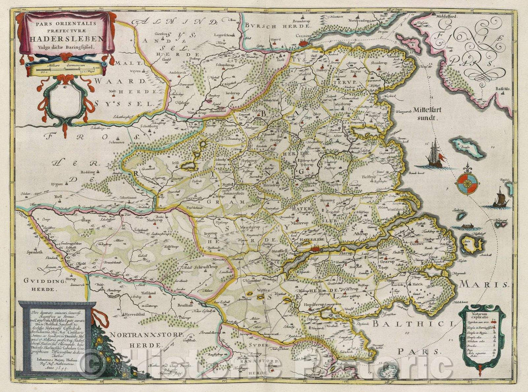 Historic Map : Pars Orientalis praefecturae Hadersleben vulgo Dictae Baringsijssel., 1649 , Vintage Wall Art