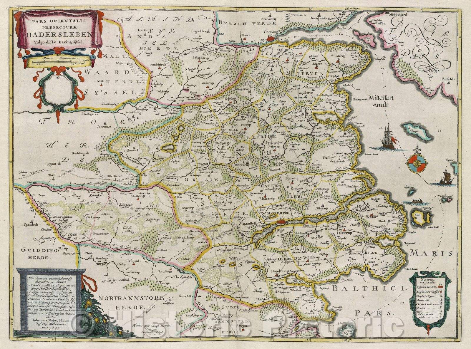 Historic Map : Pars Orientalis praefecturae Hadersleben vulgo Dictae Baringsijssel., 1649 , Vintage Wall Art