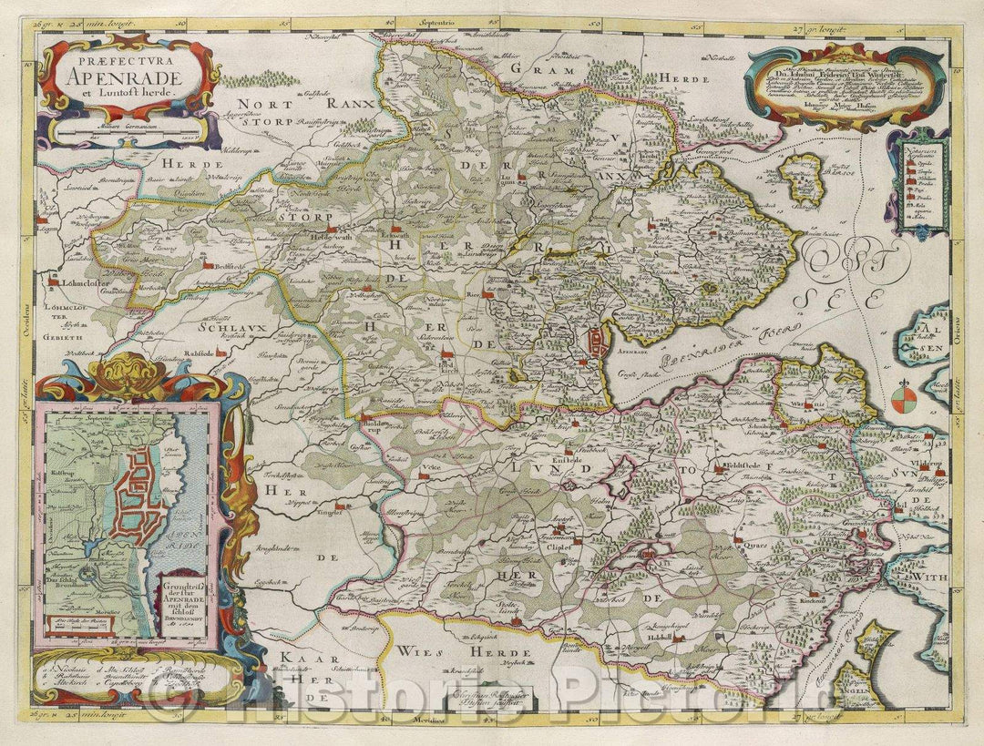 Historic Map : Praefectura Apenrade et Luntoft herde., 1648 , Vintage Wall Art