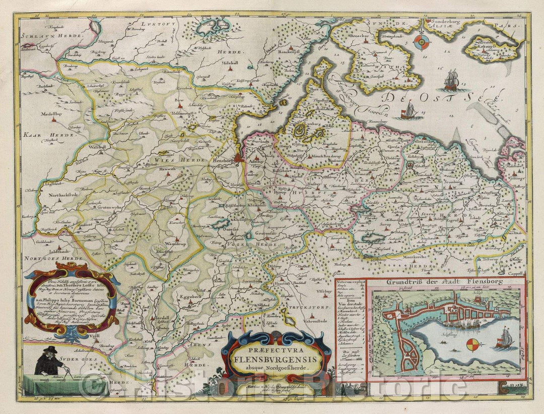 Historic Map : Praefectura Flensburgensis absque Nordgoessherde., 1662 , Vintage Wall Art