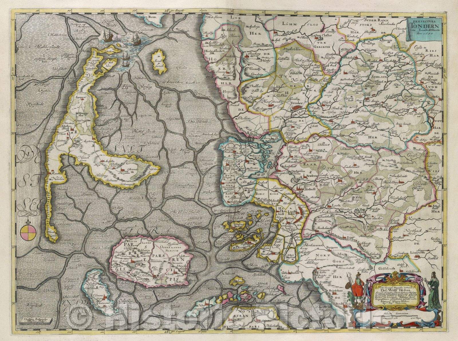 Historic Map : Praefectura Tondern sine Lundtosst Herde Anno 1648, 1648 , Vintage Wall Art