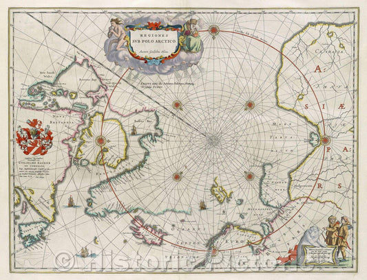 Historic Map : Regiones sub polo arctico. Auctore Guiljelmo Blaeu., 1662 , Vintage Wall Art