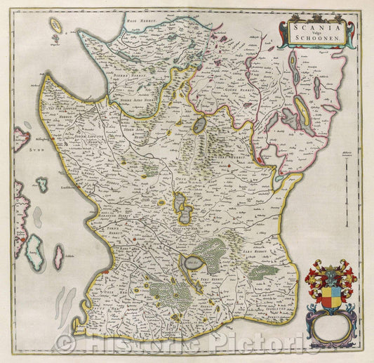 Historic Map : Scania vulgo Schoonen., 1662 , Vintage Wall Art