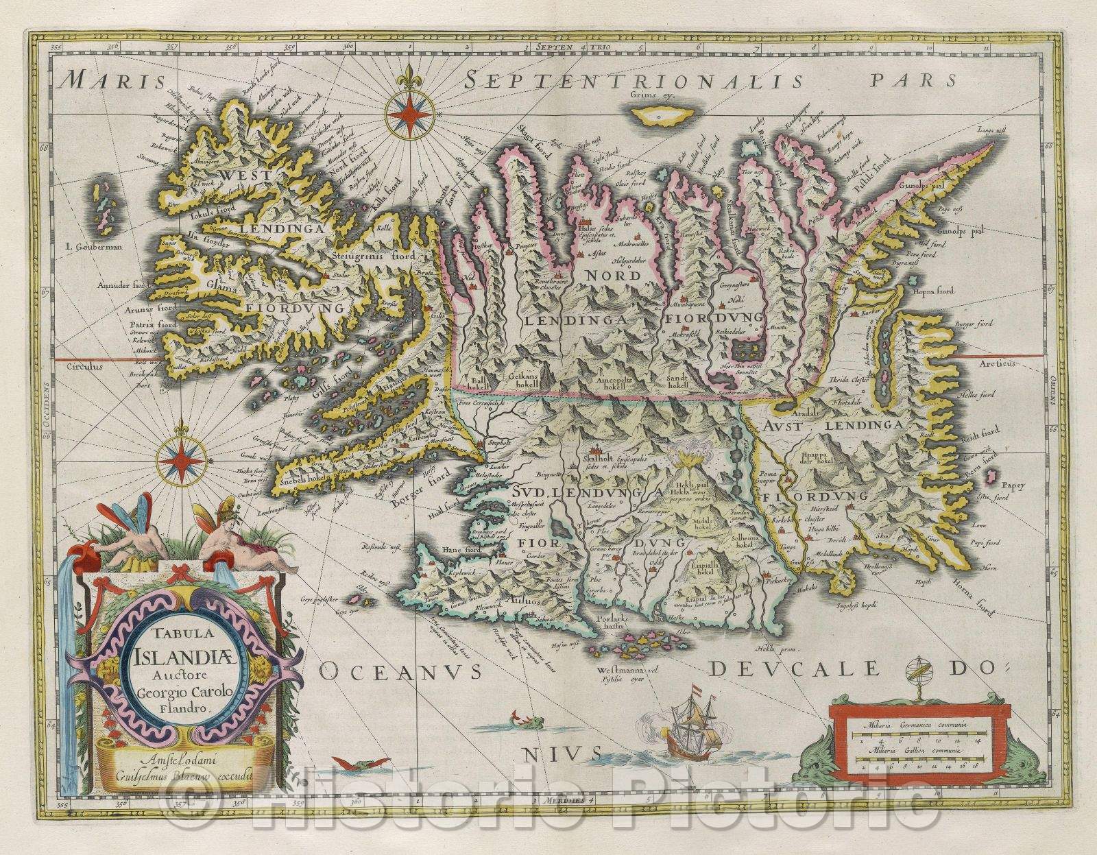 Historic Map : Tabula Islandiae auctore Georgio Carolo Flandro., 1662 , Vintage Wall Art