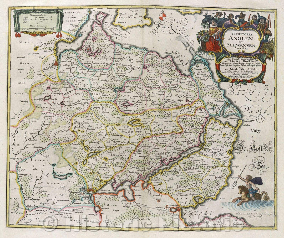 Historic Map : Territoria Anglen et Schwansen. Anno 1649., 1649 , Vintage Wall Art
