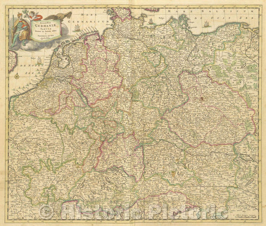 Historic Map : Accuratissima Germaniae tabula denuo in lucem edita a Frederico de Wit Amstelodami., 1680 , Vintage Wall Art