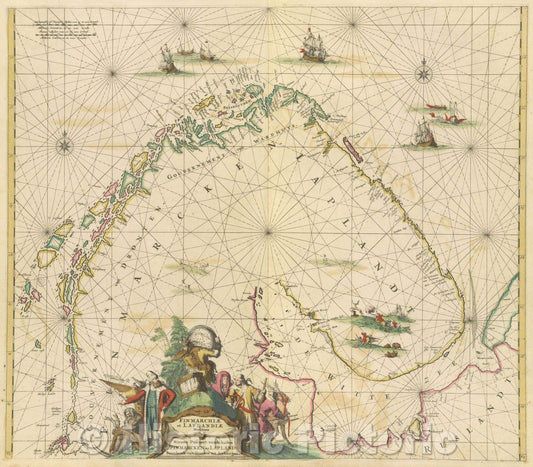 Historic Map : Finmarchiae et Laplandiae maritima, 1680 , Vintage Wall Art