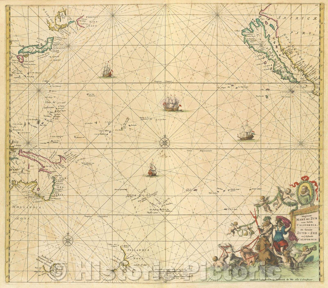 Historic Map : Magnum Mare del Zur cum insula California., 1680 , Vintage Wall Art