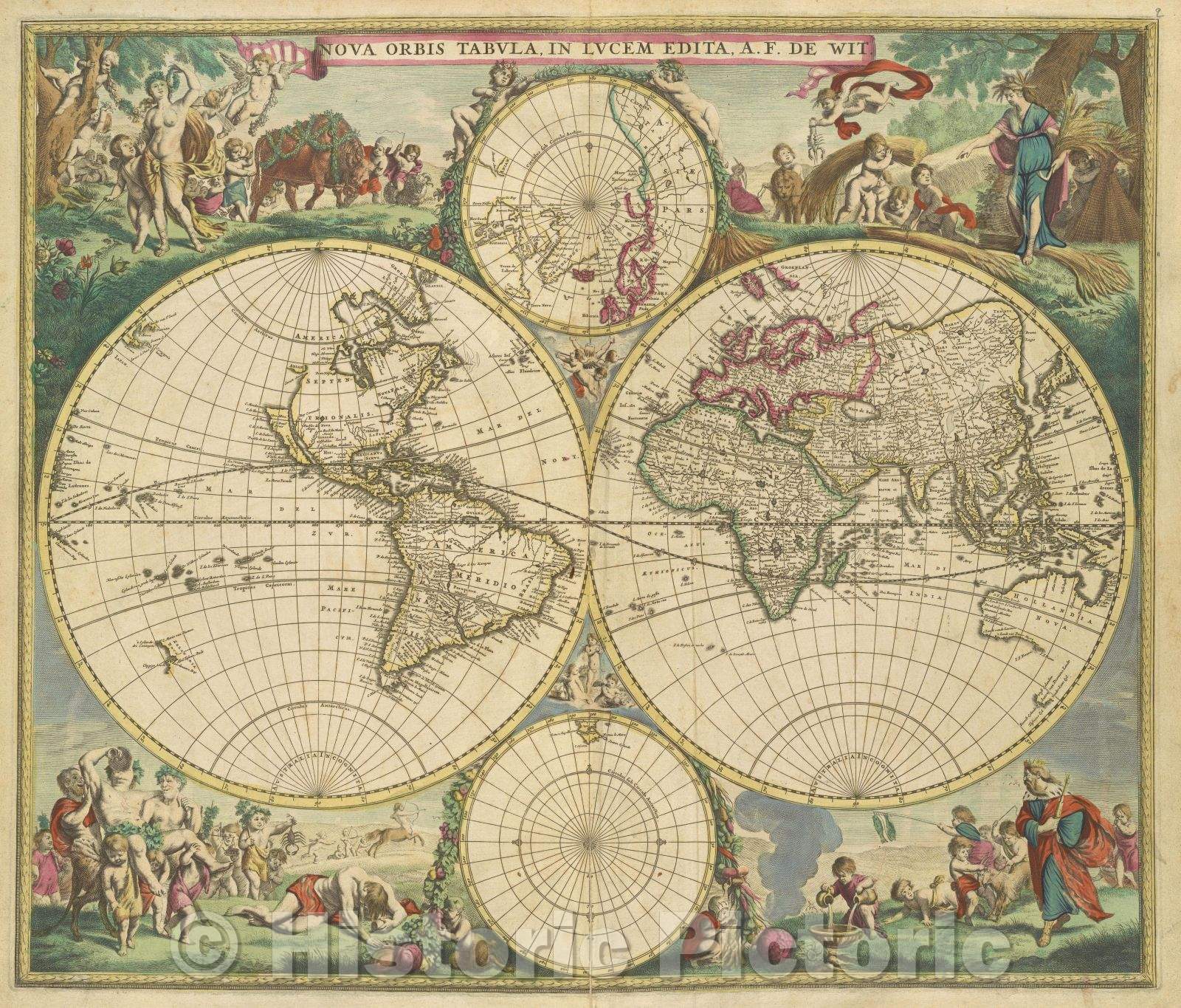 Historic Map : Nova orbis tabula, in lucem edita A.F. de Wit., 1680 , Vintage Wall Art