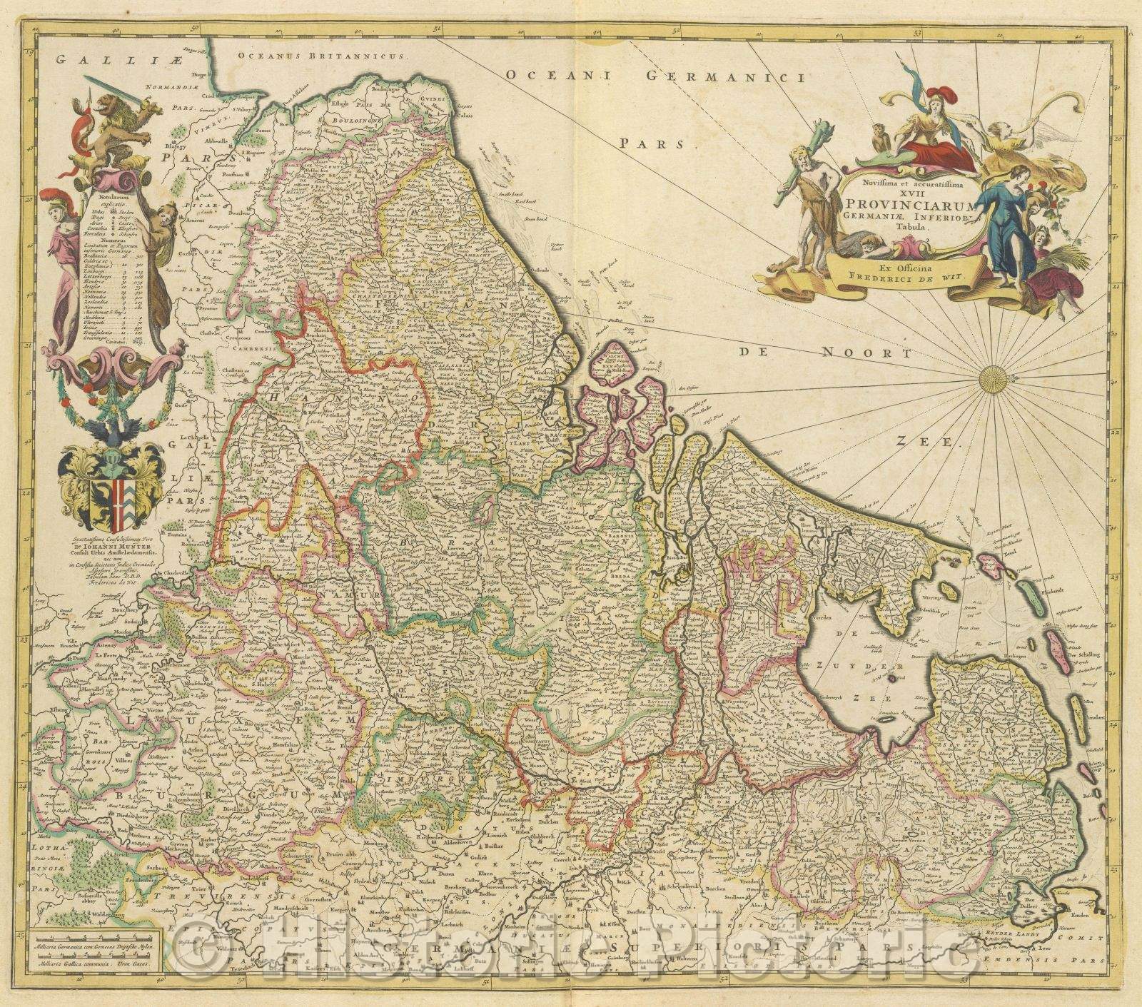 Historic Map : Novissima et accuratissima XVII Provinciarum Germaniae Inferioris Tabula.  Ex Officina Frederici de Wit., 1680 , Vintage Wall Art
