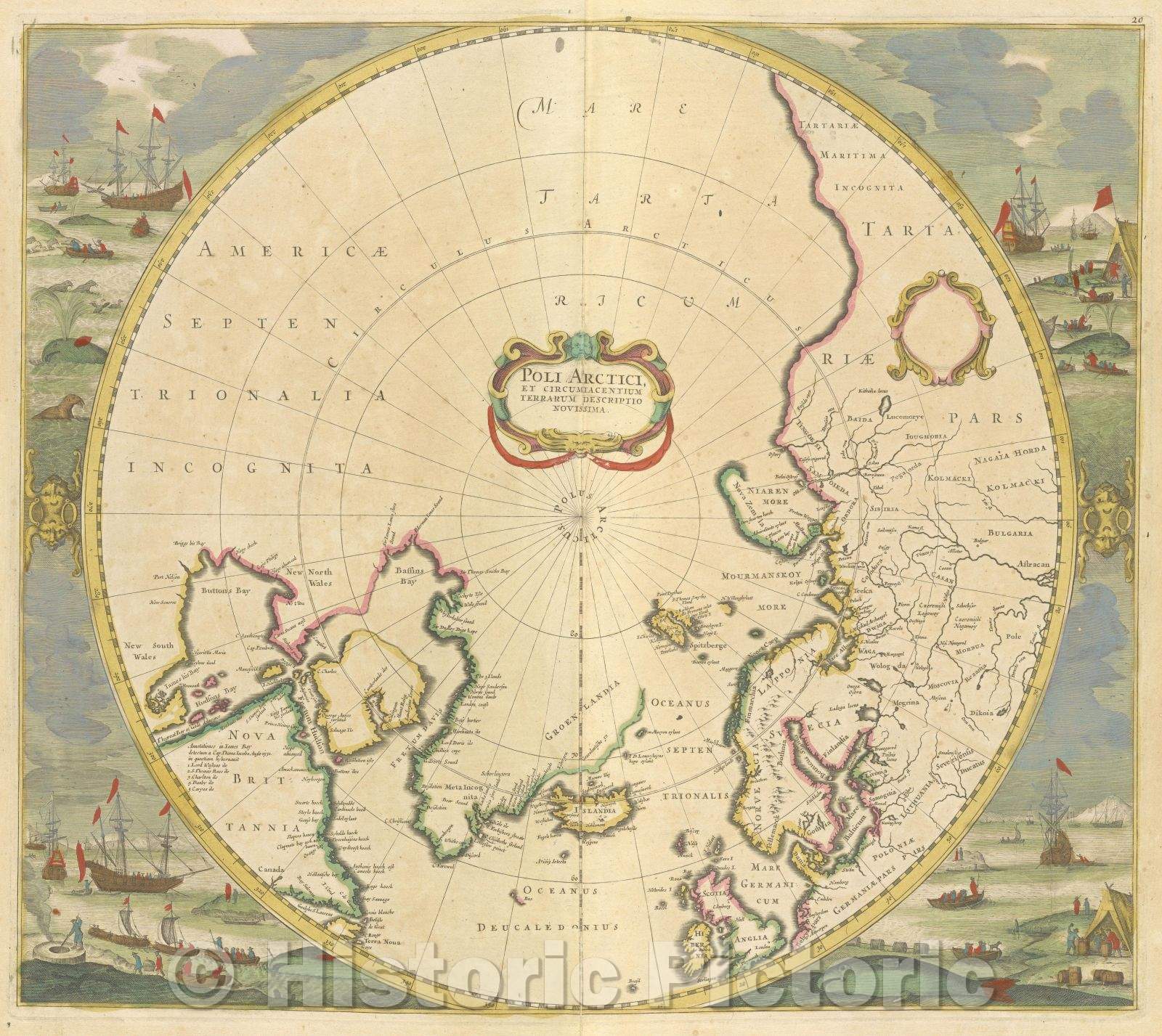 Historic Map : Poli Arctici, et circumiacentium terrarum descriptio novissima., 1680 , Vintage Wall Art