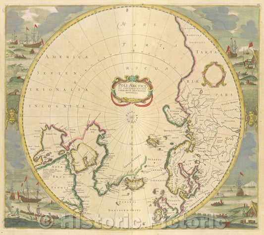 Historic Map : Poli Arctici, et circumiacentium terrarum descriptio novissima., 1680 , Vintage Wall Art