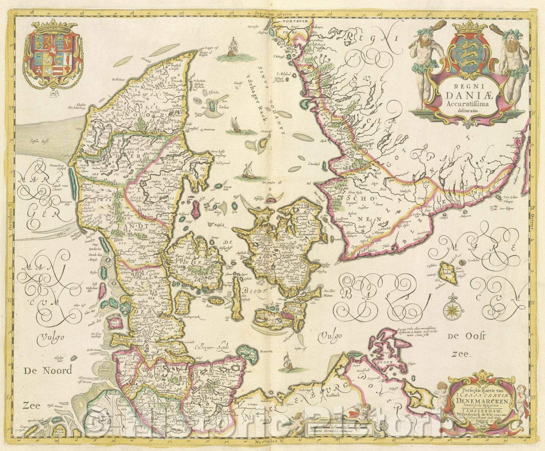 Historic Map : Regni Daniae accuratissima delineatio, 1680 , Vintage Wall Art