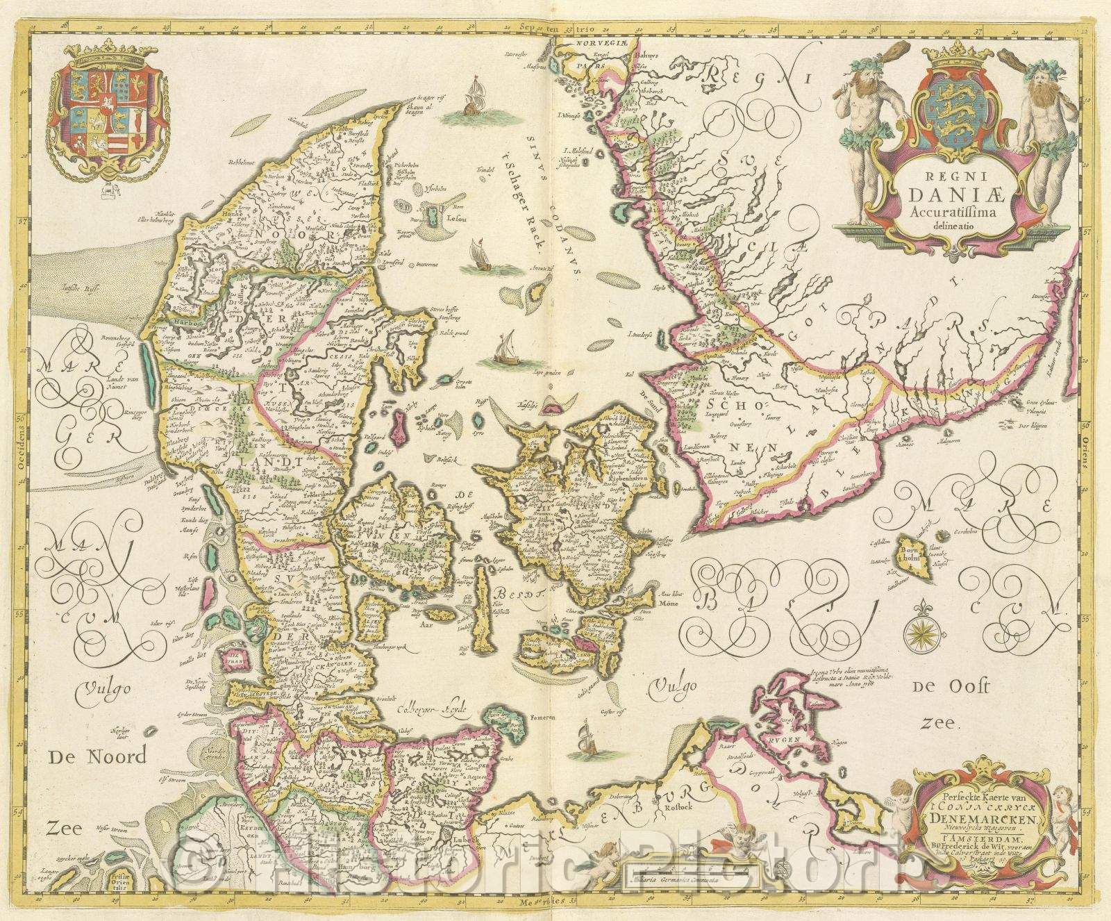 Historic Map : Regni Daniae accuratissima delineatio, 1680 , Vintage Wall Art