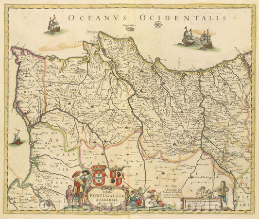 Historic Map : Tabula Portugalliae et Algarbia. denno Edita F. de Wit., 1680 , Vintage Wall Art