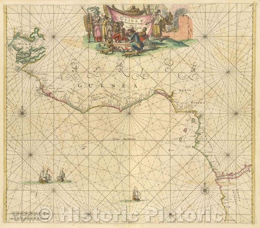Historic Map : Tractus littorales Guineae a promontorio Verde usque ad sinum catenbelae apud F. de Wit., 1680 , Vintage Wall Art