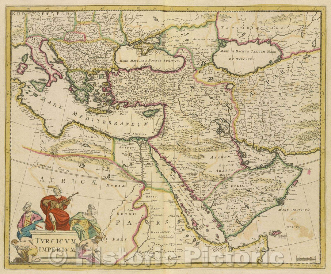Historic Map : Turcicum Imperium, 1680 , Vintage Wall Art