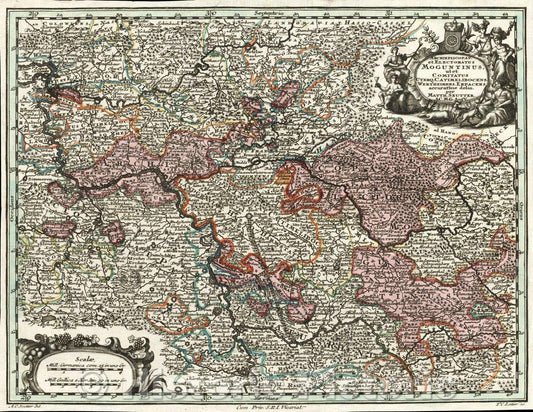 Historic Map : Archiepiscopat. et Electoratus Moguntinus, ut et Comitatus Uterq. Catimelibocens. Wertheimens. Erpacens. accuratine delin. per Matth. Seutter, 1730 , Vintage Wall Art