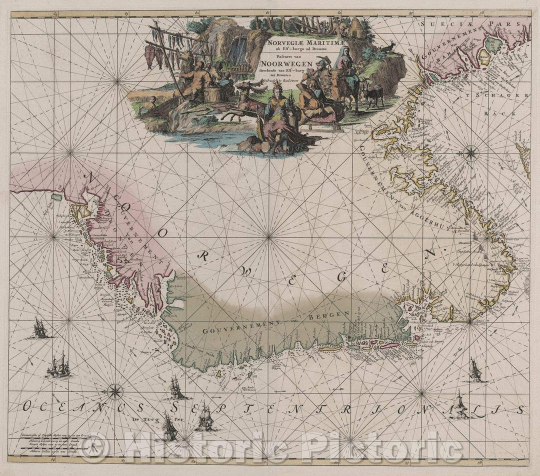 Historic Map : Finmarchiae et Laplandiae maritima Apud R. en J. Ottens, 1739 , Vintage Wall Art