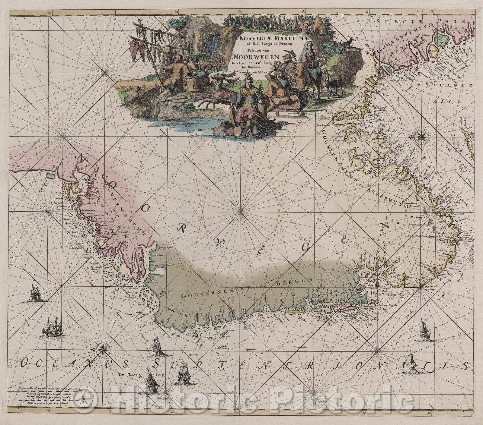 Historic Map : Finmarchiae et Laplandiae maritima Apud R. en J. Ottens, 1739 , Vintage Wall Art