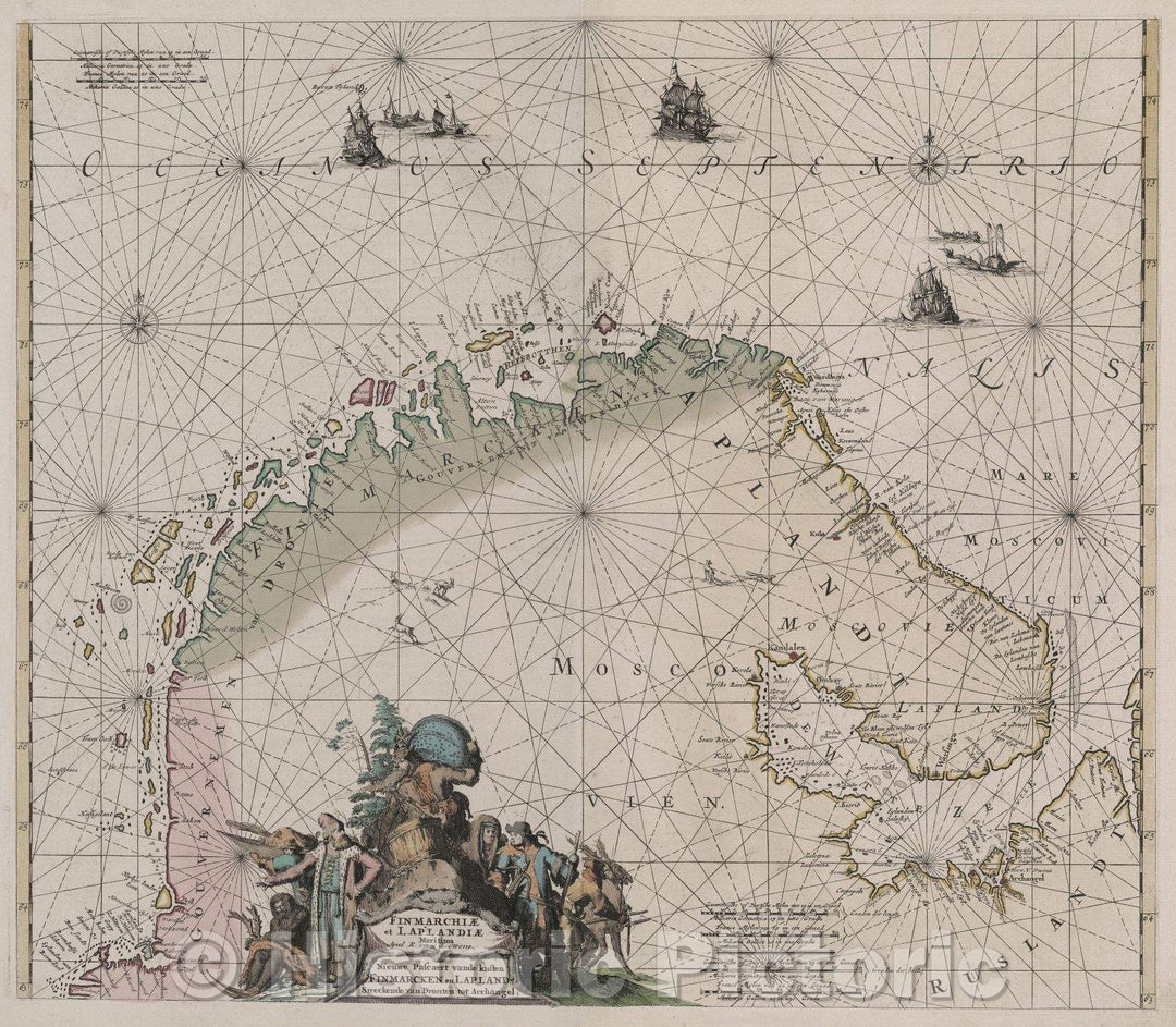Historic Map : Russiae et Novae Zemlae maritimae apud R. and I. Ottens, 1739 , Vintage Wall Art