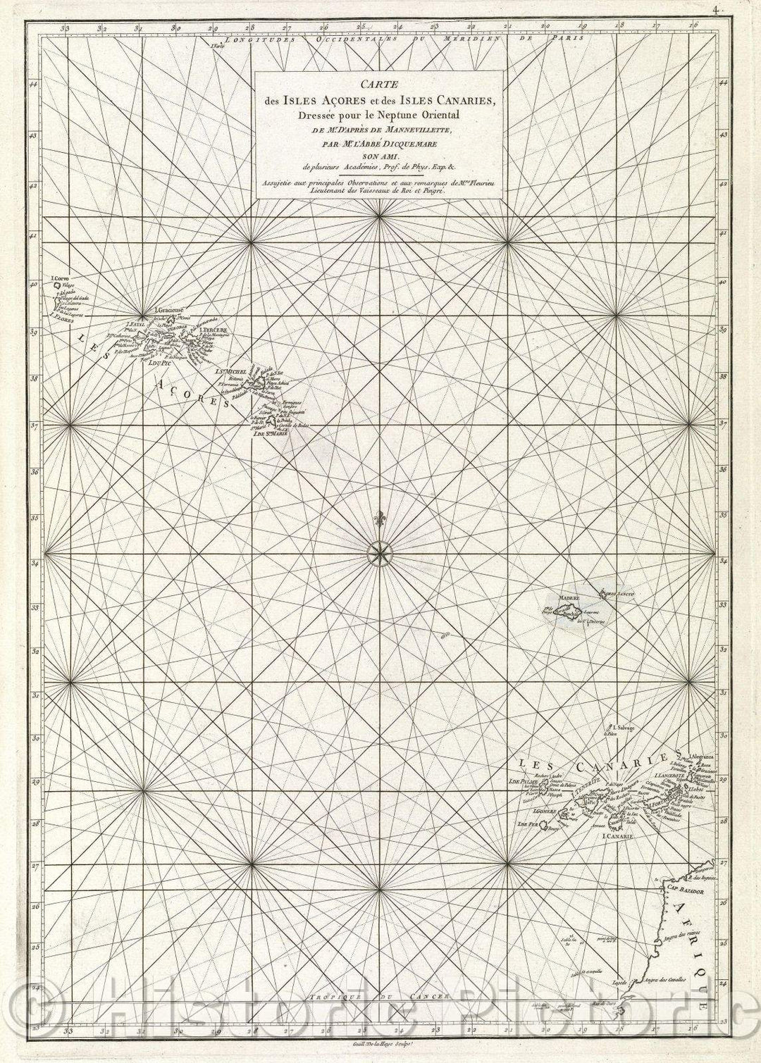 Historic Map : Dressee pour le Neptune Oriental de Mr. D'Apres de Mannevillette, par M. L'Abbe Dicquemare son Ami. de plusieurs Academies, 1775 , Vintage Wall Art