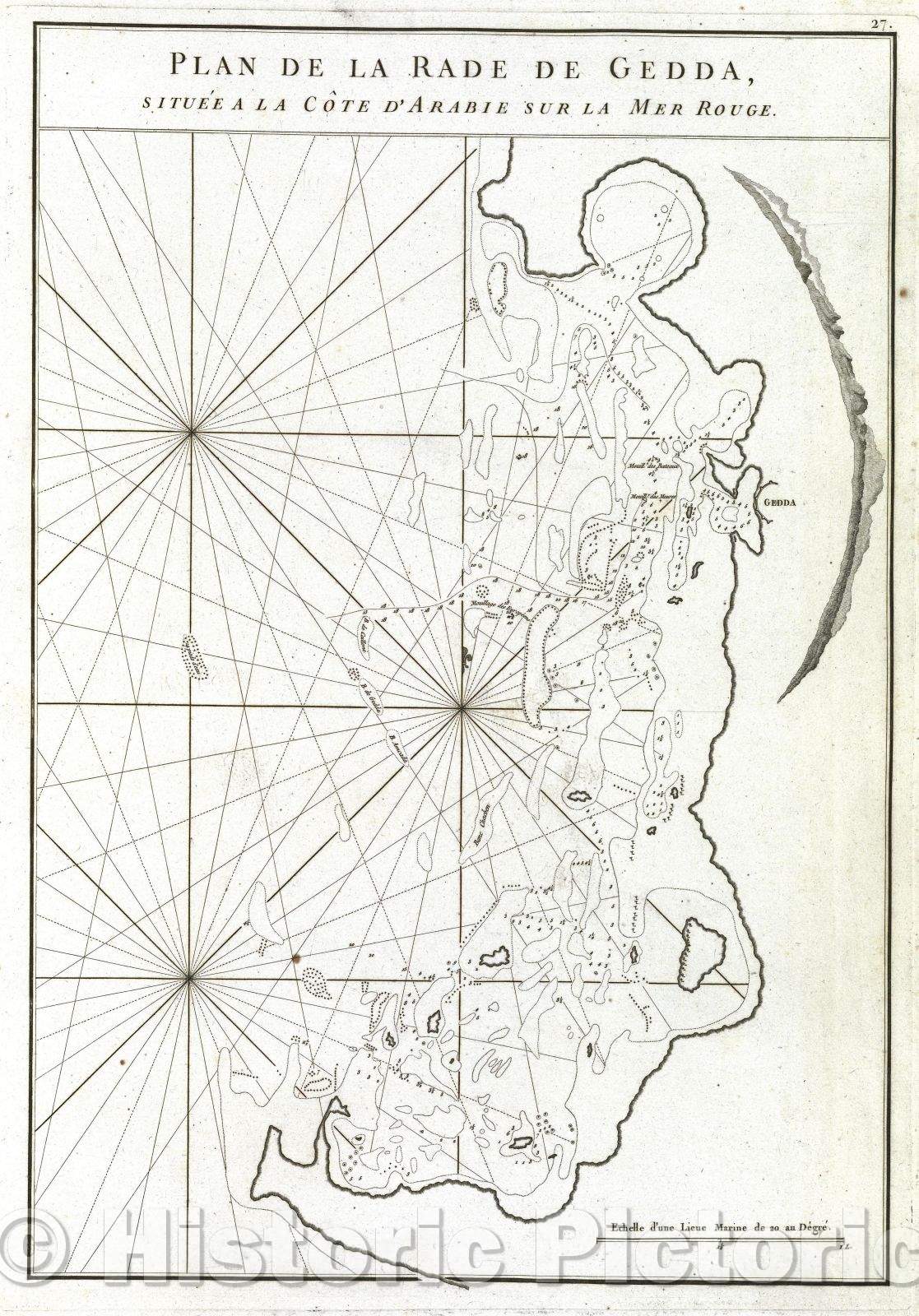 Historic Map : Plan de la Rade de Gedda situee a la Cote d'Arabie sur la Mer Rouge., 1775 , Vintage Wall Art