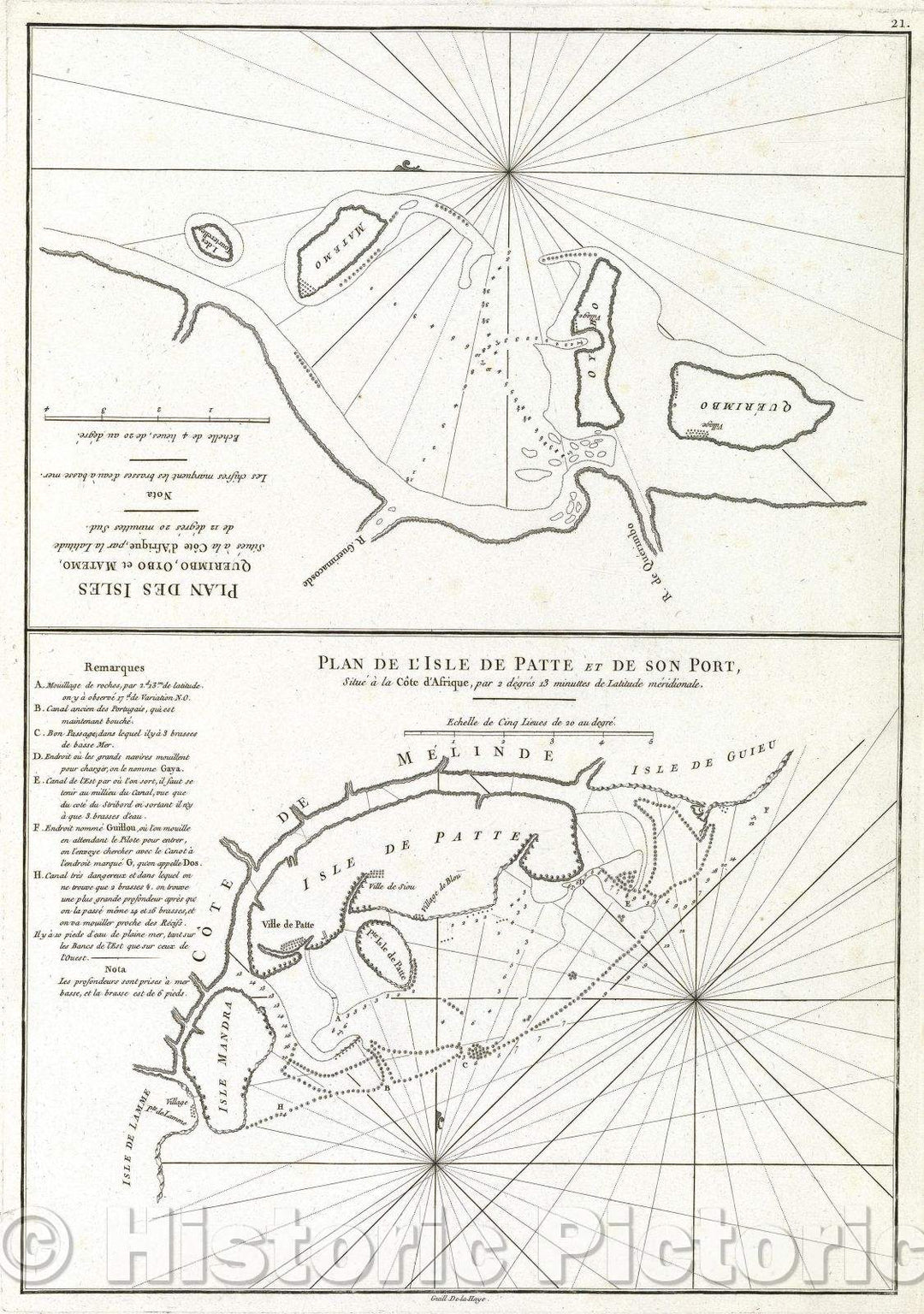 Historic Map : Plan de l'Isle de Patte et de son Port situe a la Cote d'Afrique..., 1775 , Vintage Wall Art