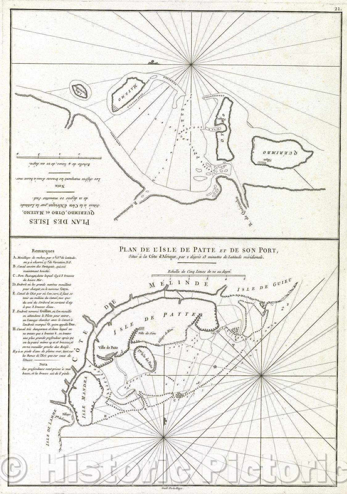 Historic Map : Plan de l'Isle de Patte et de son Port situe a la Cote d'Afrique..., 1775 , Vintage Wall Art