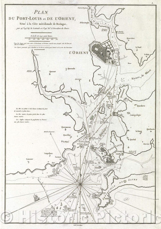 Historic Map : Plan du Port-Louis et de L'Orient, situe a la Cote meridionale de Bretagne,, 1775 , Vintage Wall Art