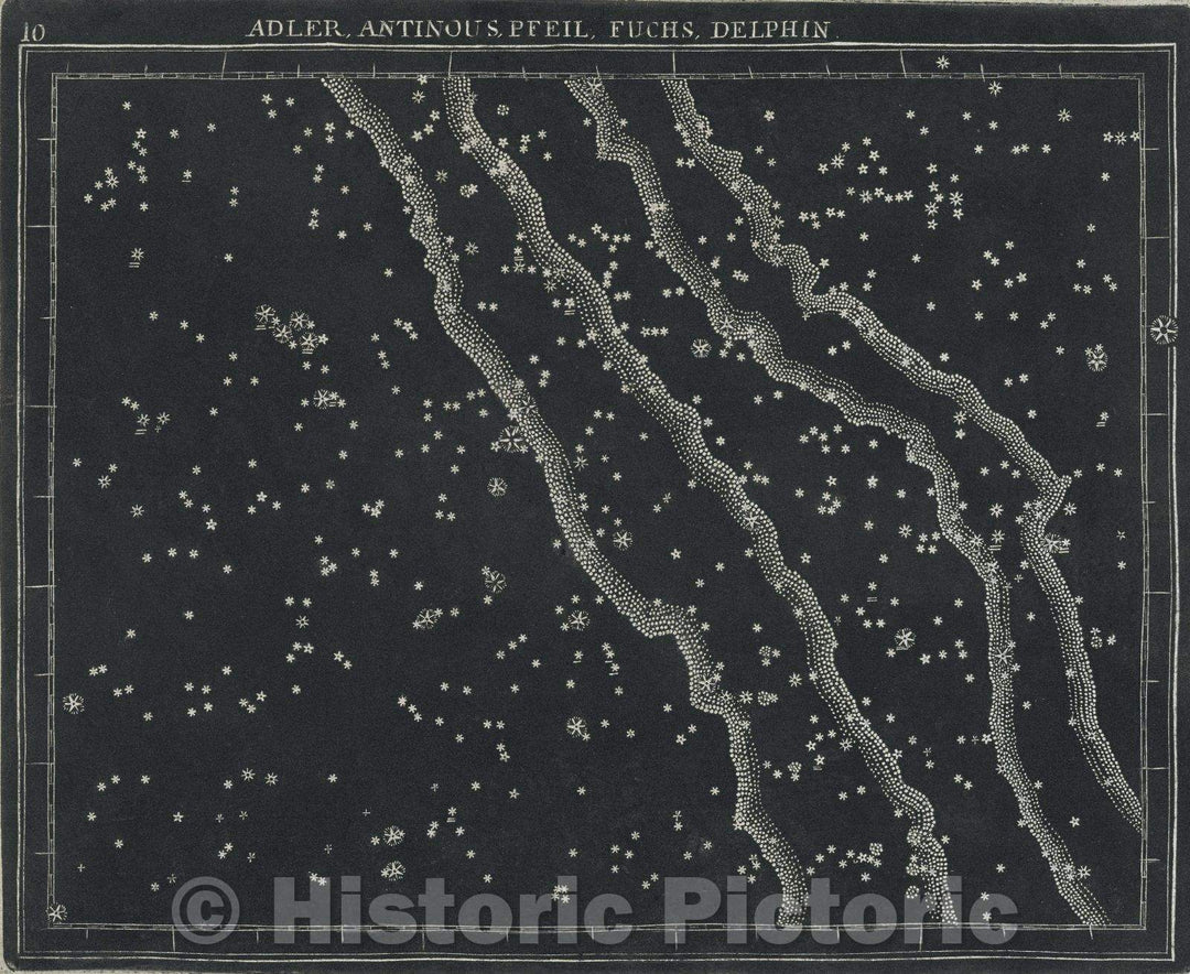 Historic Map : 10  Adler, Antinous, Pfeil, Fuchs, Delphin., 1799 , Vintage Wall Art