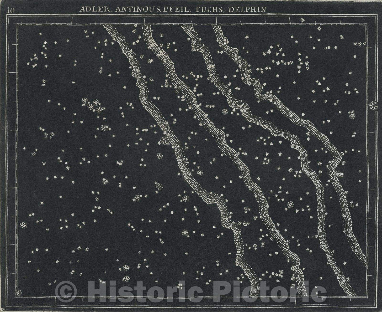 Historic Map : 10  Adler, Antinous, Pfeil, Fuchs, Delphin., 1799 , Vintage Wall Art