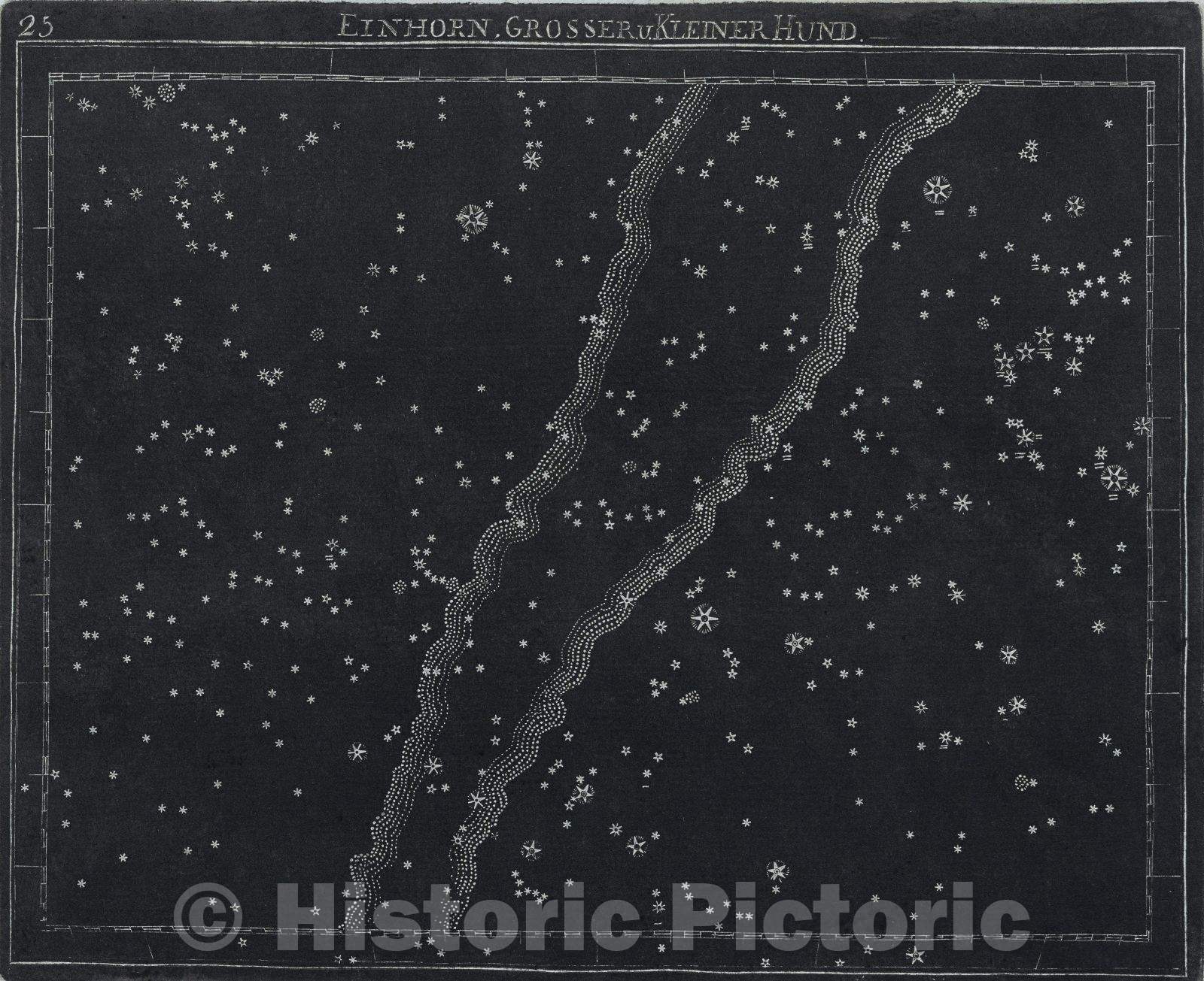 Historic Map : 25  Einhorn, Grosser u. Kleiner Hund., 1799 , Vintage Wall Art