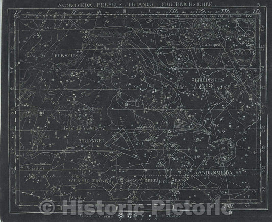 Historic Map : Andromeda, Perseus, Triangle, Friedrichsehre.  3, 1799 , Vintage Wall Art