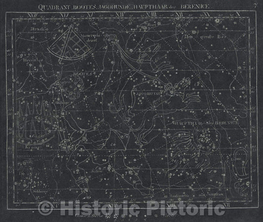 Historic Map : Quadrant, Bootes, Jagdhunde, Haupthaar der Berenice.  7, 1799 , Vintage Wall Art