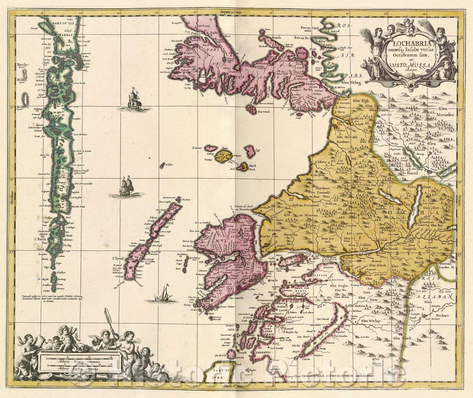 Historic Map : Lochabria, omnesque insulae versus occedentem sitae, ut Uisto, Mulla aliaeque., c. 1708 , Vintage Wall Art