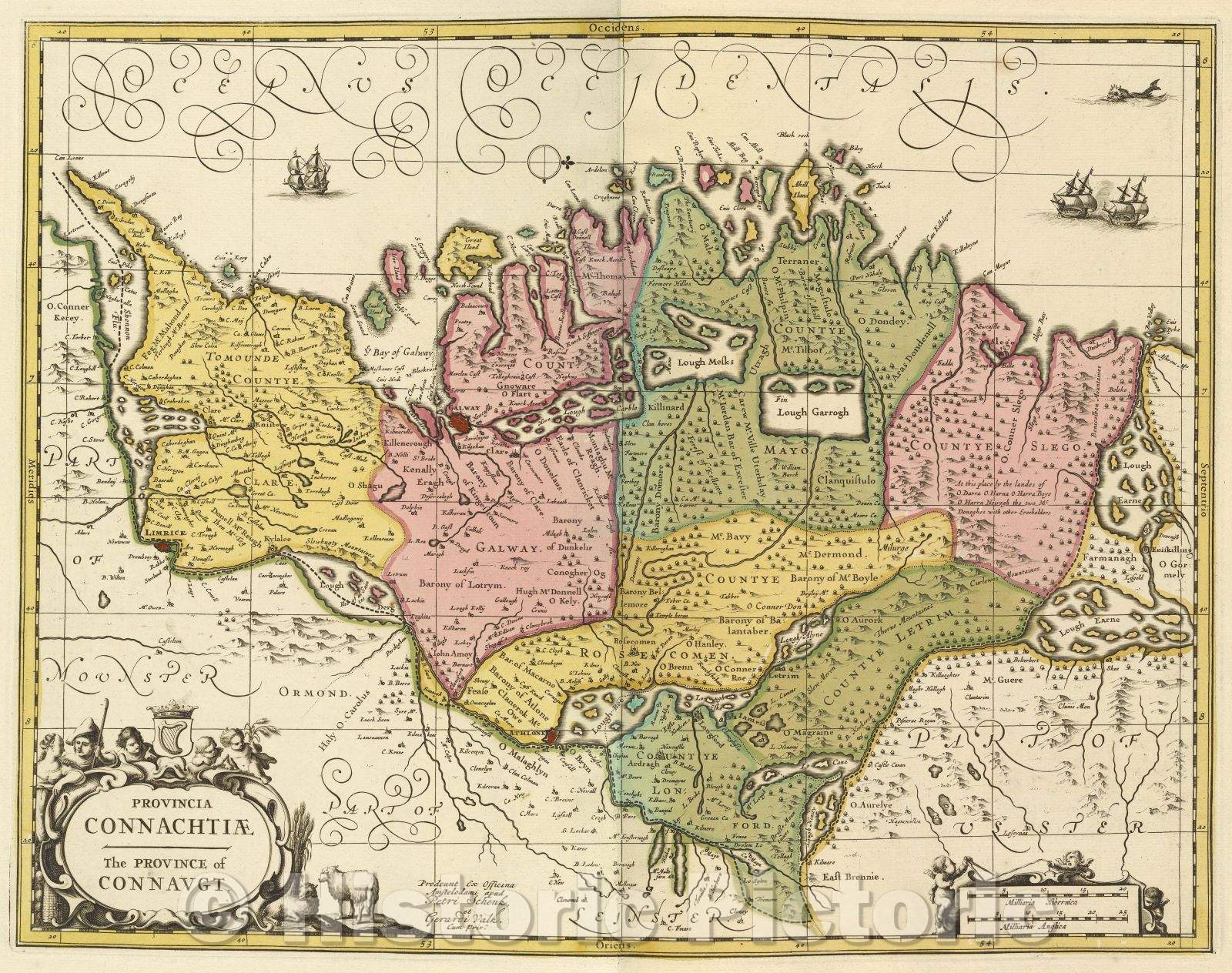 Historic Map : Provincia Connactiae The province of Connavgt., c. 1708 , Vintage Wall Art