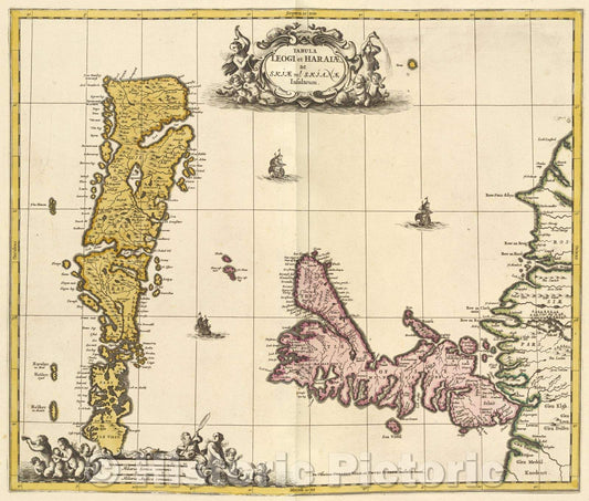 Historic Map : Tabula Leogi et Haraiae, ac Skjae vel Skjanae insularum., c. 1708 , Vintage Wall Art