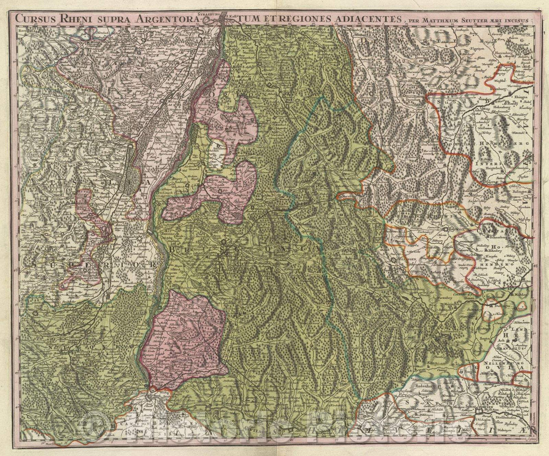 Historic Map : Cursus Rheni Supra Argentoratum et Regiones Adiacantes..., c. 1742 , Vintage Wall Art