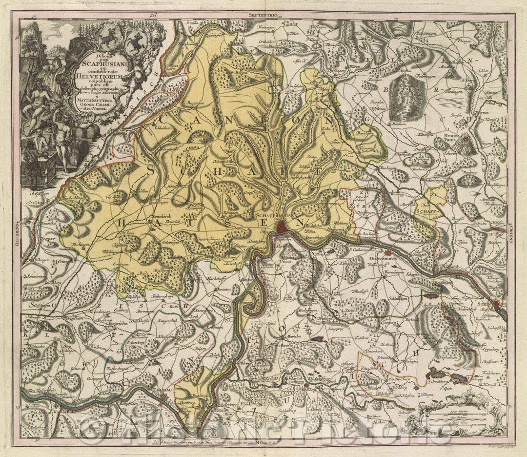 Historic Map : Ditionis pagi Scaphusiani qui confoederatae Helvetiorum reipublicae pars est descriptio geographica nova studio adornata..., 1730 , Vintage Wall Art
