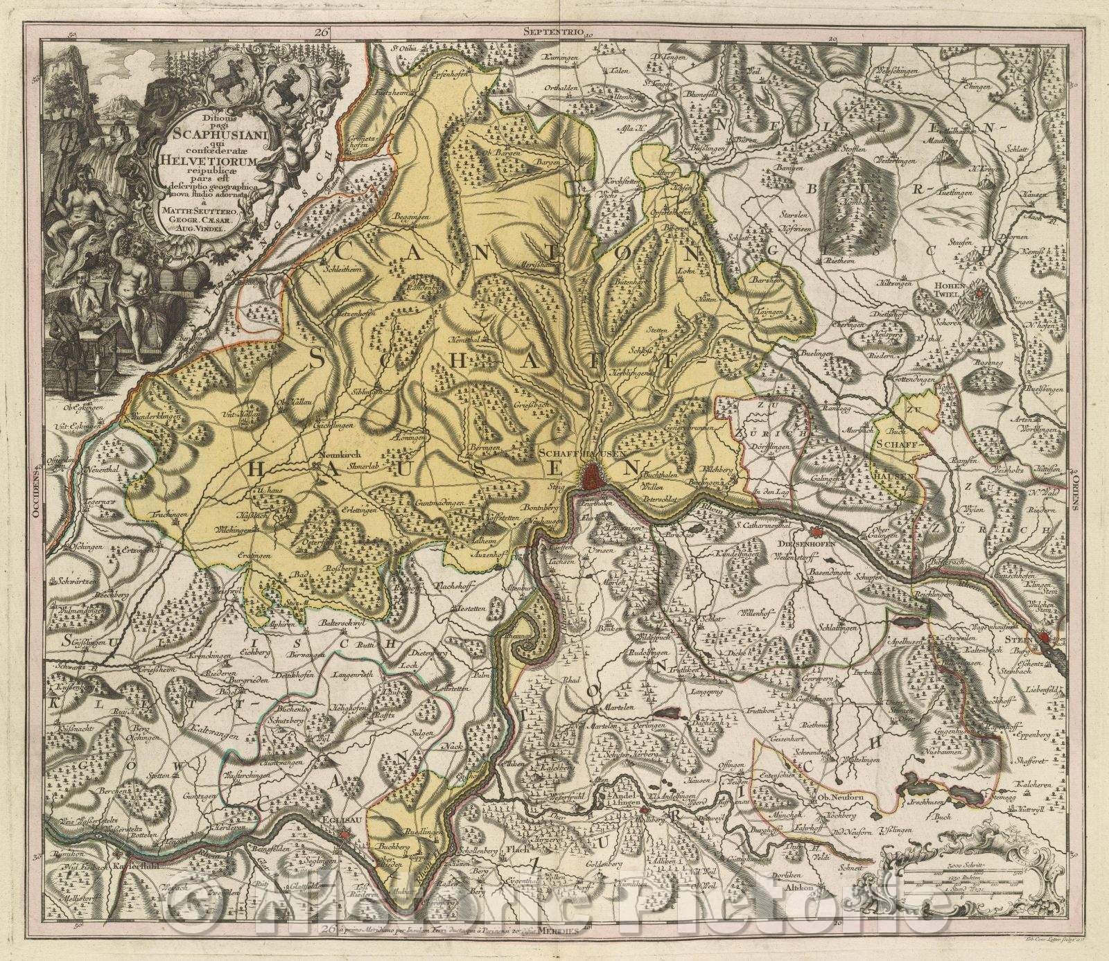 Historic Map : Ditionis pagi Scaphusiani qui confoederatae Helvetiorum reipublicae pars est descriptio geographica nova studio adornata..., 1730 , Vintage Wall Art