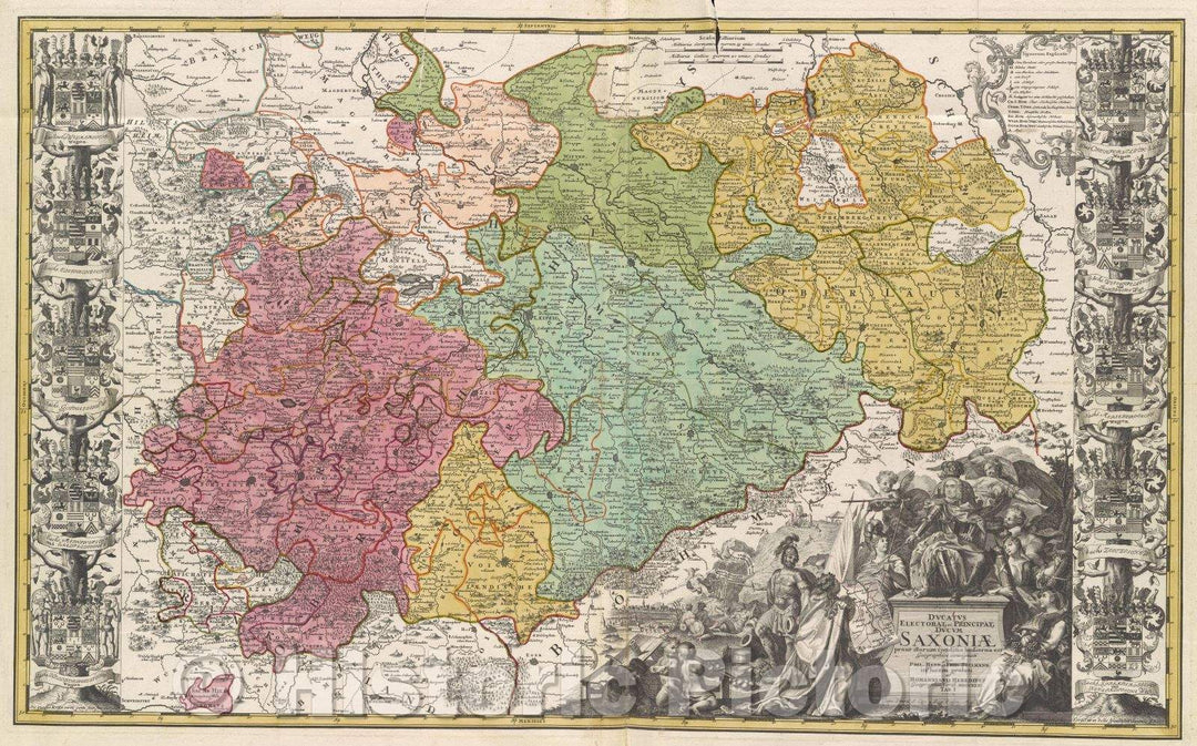 Historic Map : Ducatus Electorat et Principat DVCVM Saxoniae Prout illorum conditio hodierna est Geographice consignati, 1731 , Vintage Wall Art