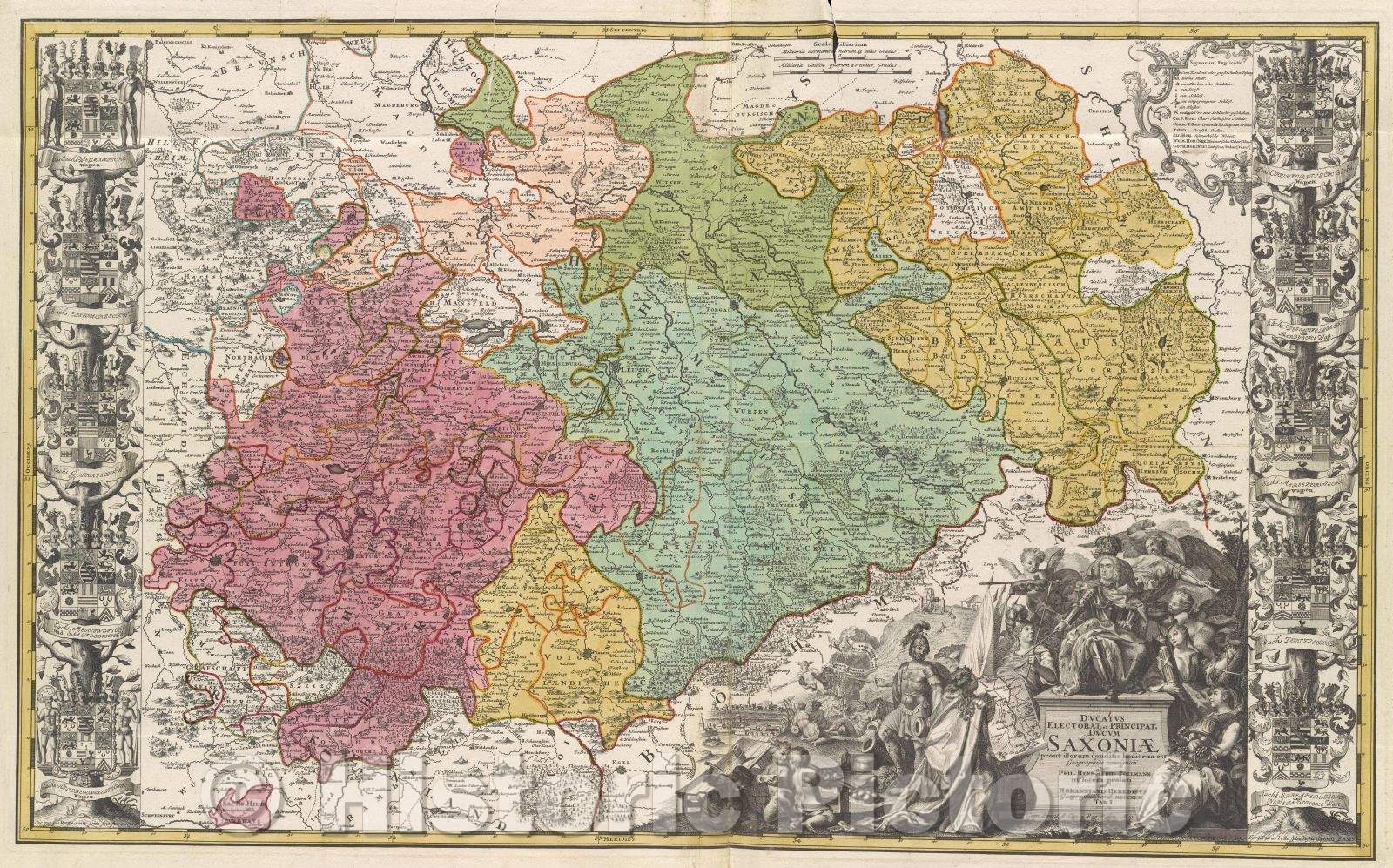 Historic Map : Ducatus Electorat et Principat DVCVM Saxoniae Prout illorum conditio hodierna est Geographice consignati, 1731 , Vintage Wall Art