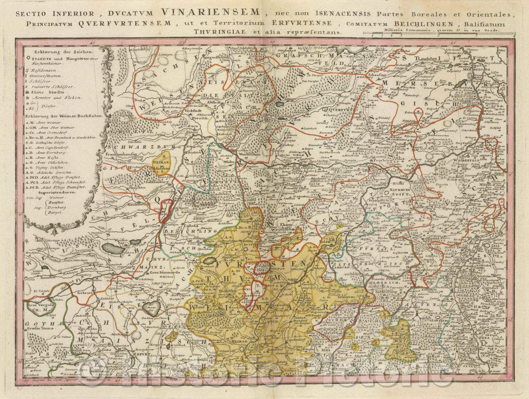 Historic Map : Sectio inferior, ducatum Vinariensem, nec non Isenacensis Partes Boreales et Orientales, principatum, ut ue Territorium Erfurtense, c. 1755 , Vintage Wall Art