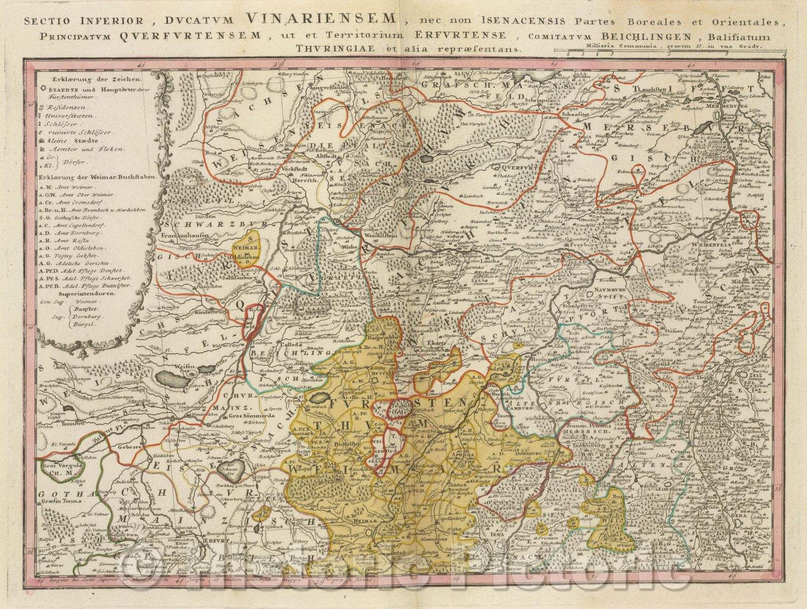 Historic Map : Sectio inferior, ducatum Vinariensem, nec non Isenacensis Partes Boreales et Orientales, principatum, ut ue Territorium Erfurtense, c. 1755 , Vintage Wall Art