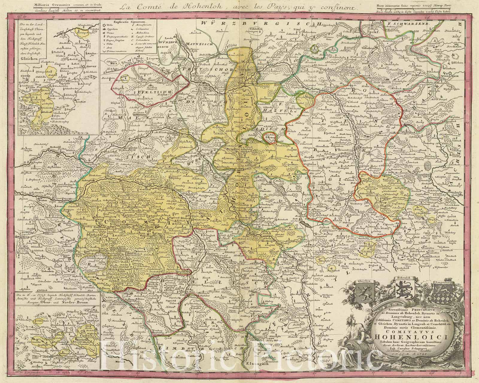 Historic Map : Serenissimis Principibus ac Dominis ab Hohenloh, Dynastis in Langenberg, nec non Celfissimis Comitibus ac Dominis ab Hohenloh... Comitatus Hohenloici., 1748 , Vintage Wall Art