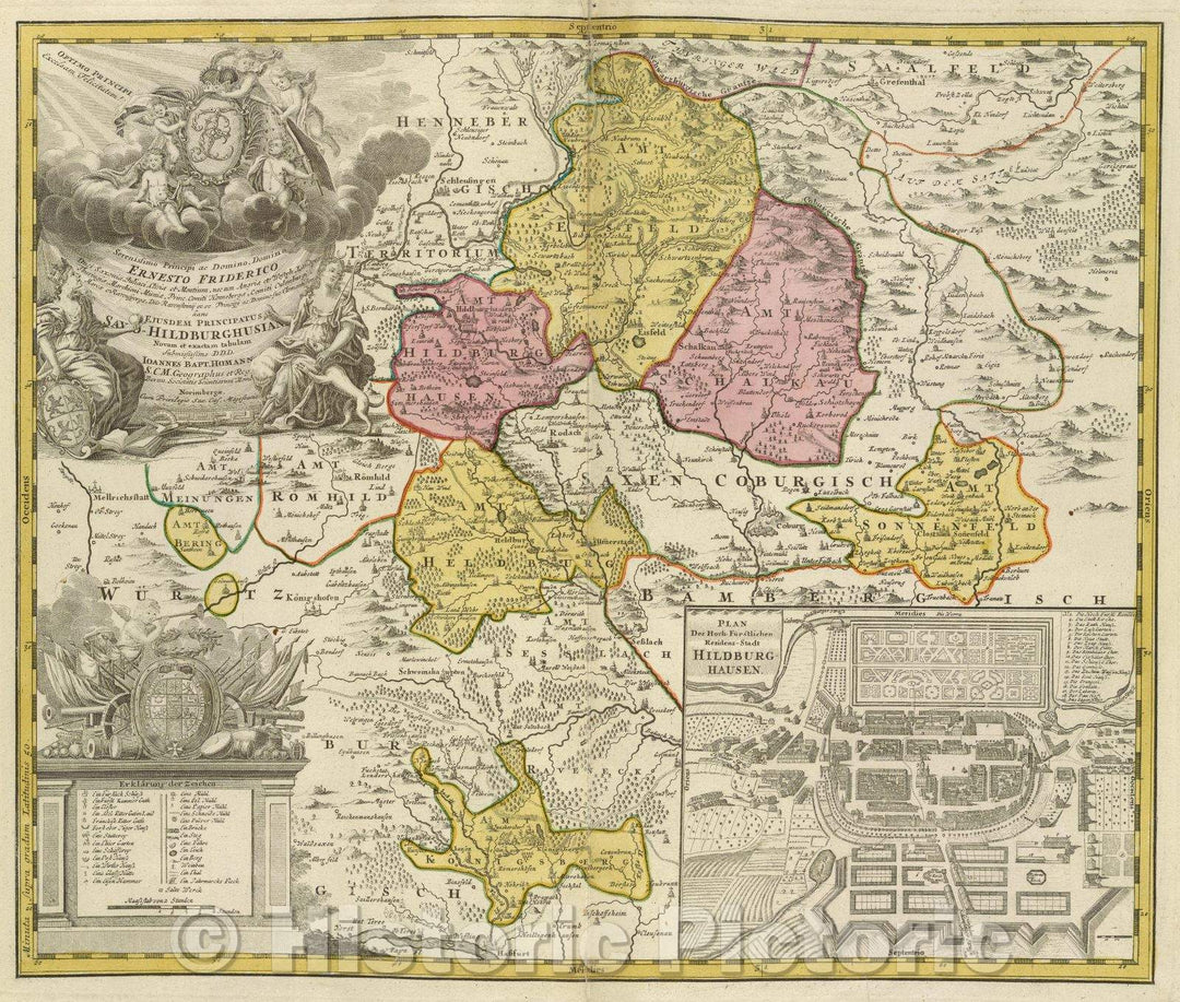 Historic Map : Serenissimo Principi ac Domino, Domino Ernesto Friderico... ...Ejusdem Principatus Saxo-Hildburghusian..., c. 1753 , Vintage Wall Art