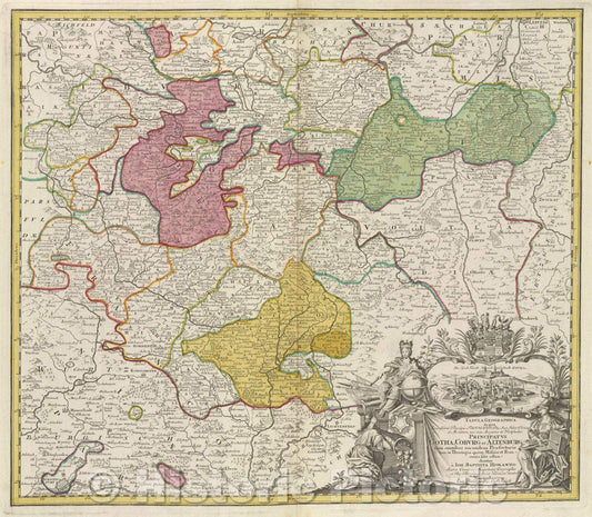 Historic Map : Tabula Geographica in qua Serenissimi Principis Friderici duc. sax. Julioe. Clivioe et Montium, nec non Angarioe et Westphalioe principatus Gotha, c. 1755 , Vintage Wall Art